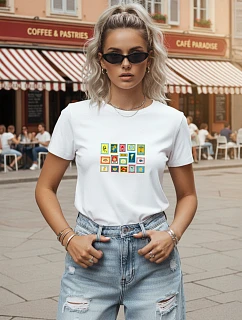 Dámske bavlnené tričko s grafickým potlačou, biele, FashionStreet NX8022RY