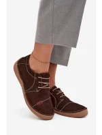 Skórzane Półbuty Damskie Z Przeszyciami Artiker 57C2114 Brązowe