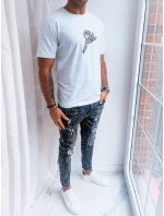 Svetlo šedé pánske tričko s potlačou FashionStreet RX5282