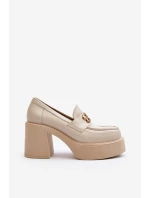 Zazoo 20170 Dámske kožené topánky na podpätku light beige Zazoo 20170 Dámske kožené topánky na podpätku light beige