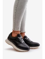Damskie Sneakersy Buty Sportowe Z Eko Skóry Big Star OO274024 Hi-Poly System Czarne
