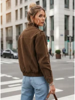 Dámska semišová bunda / bomber TY5578 Tmavo hnedá - Fashion Street