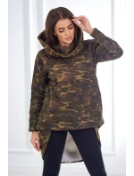 Mikina moro s dlhým chrbtom khaki+zelená