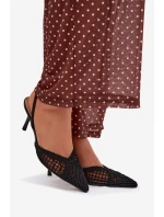 Sandály z pleteniny na podpatku Černé Hanelis