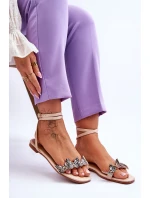 Damskie Sandały Z Ozdobnymi Motylami Beżowe Jeane