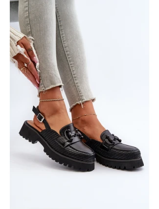 Sandały Damskie Na Płaskim Obcasie Z Ozdobą Czarne D&A MR38-656