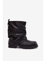 Zateplené dámské kotníkové boty s řaseným horním lemem černé Gracine