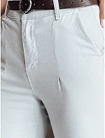 Dámske bavlnené nohavice slim fit s opaskom TAIRONIK svetlo sivá FashionStreet UY2538 Dámske bavlnené nohavice slim fit s opaskom TAIRONIK svetlo sivá FashionStreet UY2538