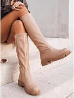 Dámske béžové čižmy FashionStreet ZY1224 Dámske béžové čižmy FashionStreet ZY1224