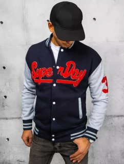 Pánska mikina na zips s kapucňou tmavomodrá FashionStreet BX5443
