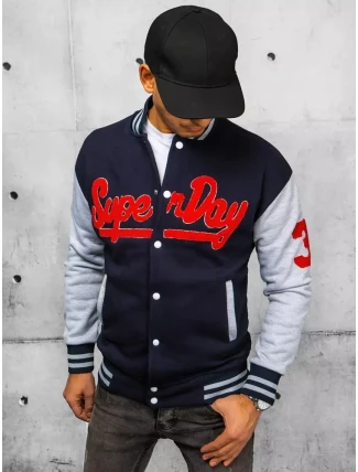 Pánska mikina na zips s kapucňou tmavomodrá FashionStreet BX5443