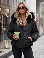 Dámska zimná prešívaná bunda s kožušinou, čierna, FashionStreet TY5982 Dámska zimná prešívaná bunda s kožušinou, čierna, FashionStreet TY5982