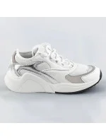 Biele šnurovacie sneakersy s farebnými vsadkami (6346)