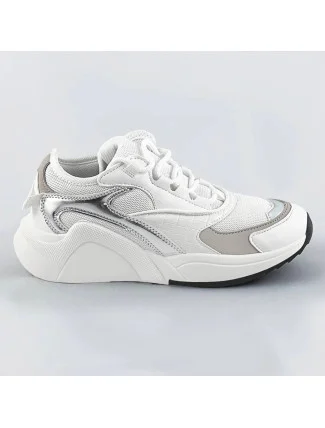 Biele šnurovacie sneakersy s farebnými vsadkami (6346)