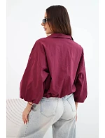 Dámska bavlnená bunda typu bomber na zips v slivkovej farbe Dámska bavlnená bunda typu bomber na zips v slivkovej farbe
