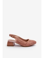 Czółenka Na Obcasie Klocku Różowe Gemifa