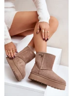 Wysokie Śniegowce Damskie Na Platformie Big Star OO274A097 Beżowe