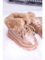 Ocieplane Dziecięce Botki Trapery Różowe Złoto Fobos