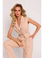 Dámsky overal s asymetrickým vzorom M780 Beige - MOE Dámsky overal s asymetrickým vzorom M780 Beige - MOE