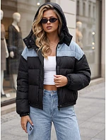 Dámska prešívaná péřová bunda s kapucňou, čierna, FashionStreet TY6087 Dámska prešívaná péřová bunda s kapucňou, čierna, FashionStreet TY6087