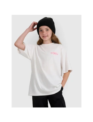 Dievčenské tričko oversize s potlačou 4F 4FJRAW25TTSHF2935-11S