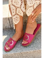 Damskie Płaskie Klapki Z Cekinami S.Barski KV27-052 Fuksja