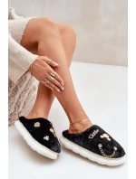 Futrzane Kapcie Z Przypinkami Czarne Ivelfedi