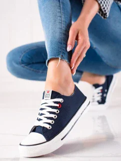 Jedinečné dámske tenisky modrej bez podpätku