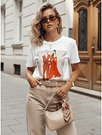 Dámske bavlnené tričko s potlačou COMDI biele FashionStreet RY2584
