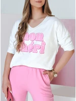 Dámska blúzka CHERINO biela FashionStreet RY2902 s oversize potlačou Dámska blúzka CHERINO biela FashionStreet RY2902 s oversize potlačou