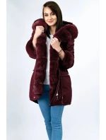 Bavlnená parka s kožušinou bordová (xw805x) Bavlnená parka s kožušinou bordová (xw805x)