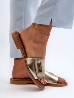 Zazoo 40384 Elegantné dámske kožené žabky Gold