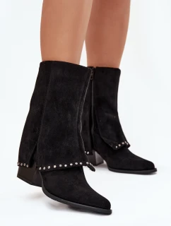 Kozaki Damskie Ocieplane Z Wywiniętą Cholewką Vinceza 16516 Czarne