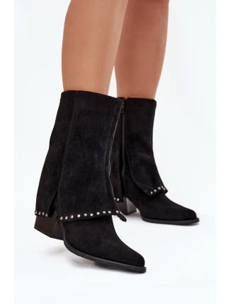 Kozaki Damskie Ocieplane Z Wywiniętą Cholewką Vinceza 16516 Czarne