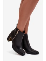 Dámské kotníkové boty na podpatku z eko kůže černé Camilyn