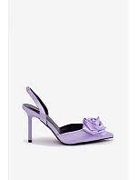 Dámské sandály na podpatku s saténovým provedením fialové Irina