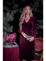 M889 Zamatové bodycon šaty - bordové M889 Zamatové bodycon šaty - bordové