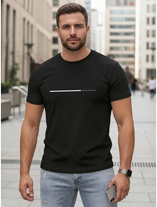 Pánske bavlnené tričko s nápisom „Whatever“, čierne, FashionStreet NX5128R