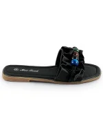 Čierne dámske šľapky s plochou podrážkou (WWW-319) Čierne dámske šľapky s plochou podrážkou (WWW-319)