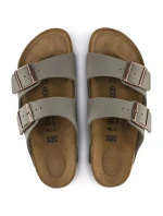 Dámske/pánske žabky Birkenstock Arizona Birko-Flor Nubuck Stone Regular Wide Grey (0151211)