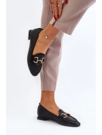 Mokasyny Damskie Na Płaskim Obcasie Z Ozdobą Czarne Iluvana