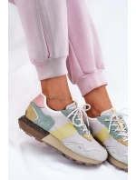 Zamszowe Sneakersy Damskie Big Star RR274244 HI-POLY SYSTEM Szaro-Żółte