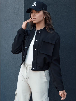 Dámska bunda bomber PRIEV black FashionStreet TY4307 Dámska bunda bomber PRIEV black FashionStreet TY4307