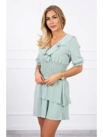 Tmavo mätové šaty do pása Tmavo mätové šaty do pása