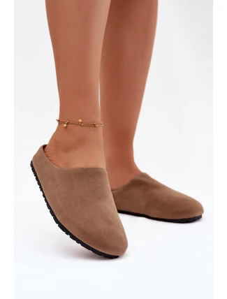 Dámské pantofle z eko semiše Khaki Kalvess