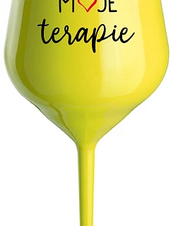 MY THERAPY - žltý nerozbitný pohár na víno 470 ml