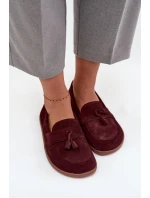 Kožené semišové barefoot mokasíny Zazoo 322 burgundy