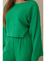 Mušelínová blúzka + nohavice zelená