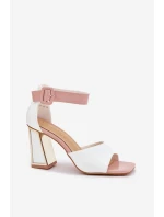 Lakierowane Sandały Damskie Na Słupku Vinceza 20266 Białe