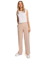 M570 Nohavice s nariasenými nohavicami - béžové